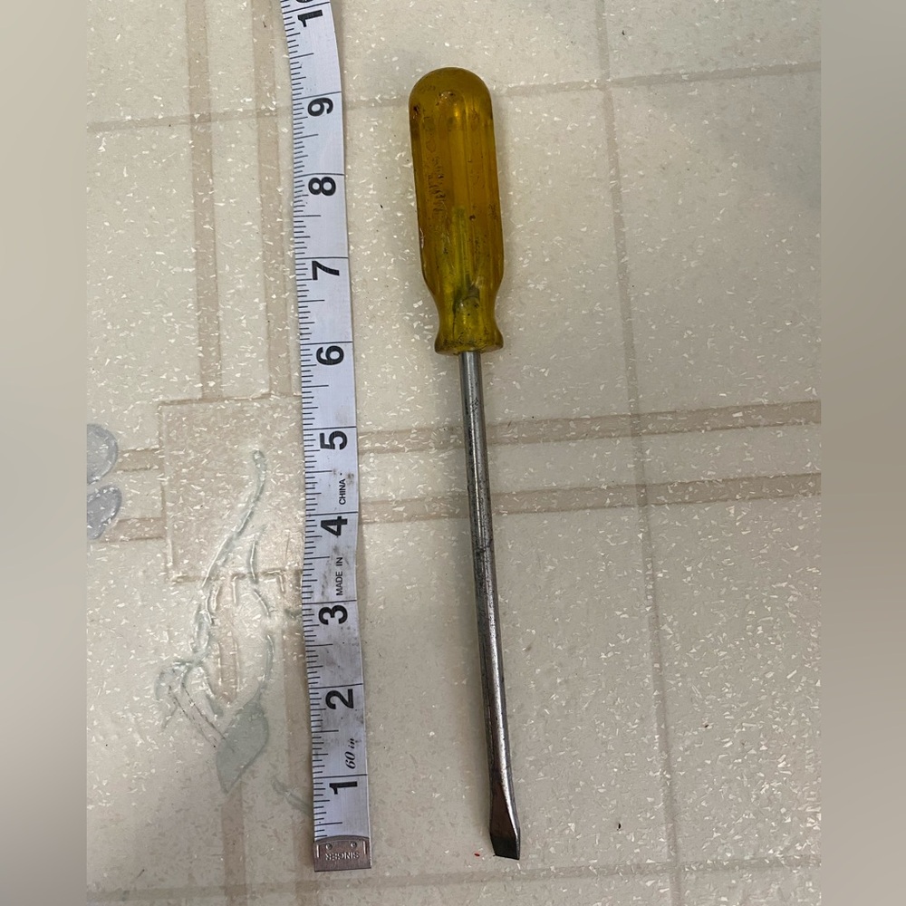 Angled Flathead Screwdriver Vintage Yellow Made In USA